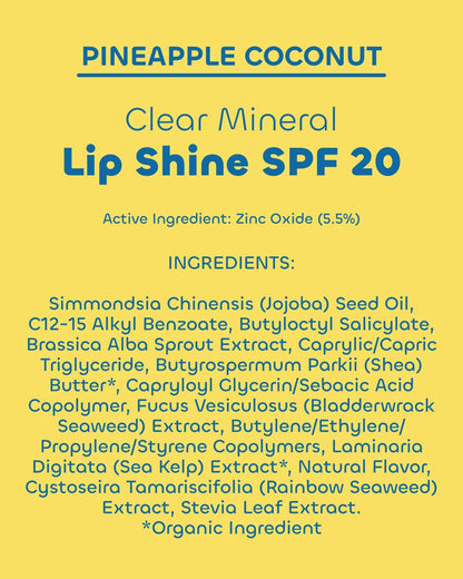 Seaweed Bath Co. Hydrating Clear Mineral Lip Shine - SPF 20 Sunscreen Zinc Oxide Lip Balm - Nourishing Care to Hydrate & Protect Dry - Maple Wellness Supplements