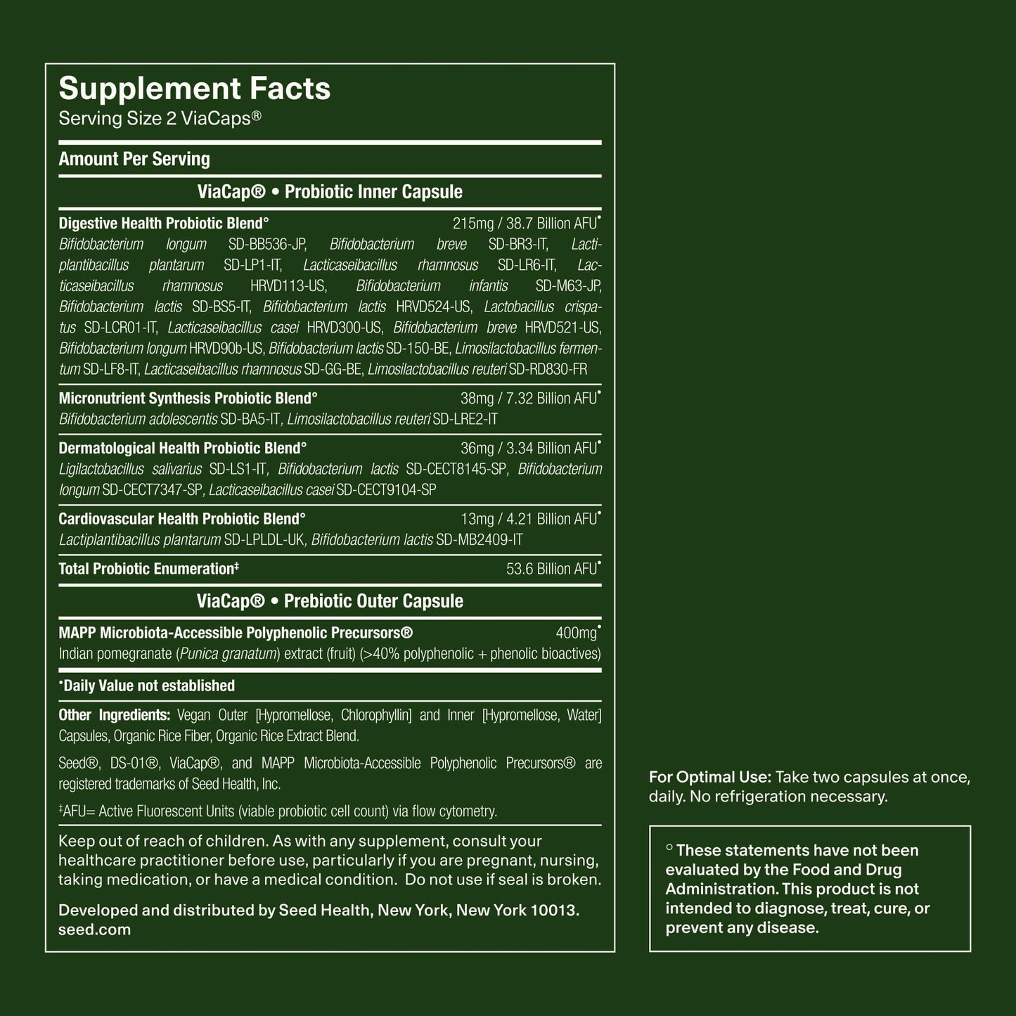 Seed DS-01 Daily Synbiotic - Prebiotic and Probiotic for Women & Men - Digestive Health, Gut Health, Immune Support, Bloating & Constipation Relief - Vegan & Shelf-Stable - 60 Capsules (30-Day Supply) - Maple Wellness Supplements