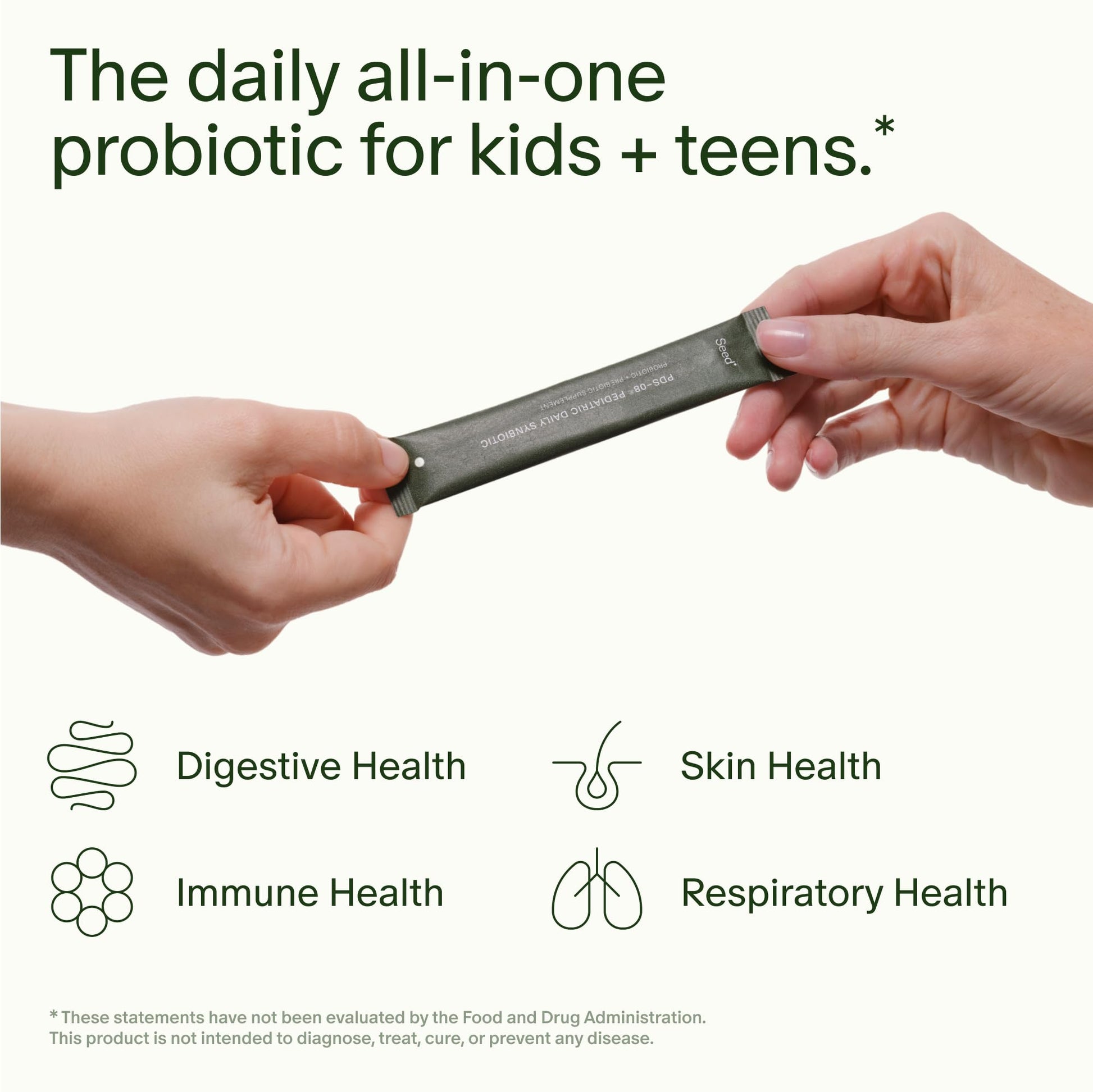 Seed PDS-08 Pediatric Daily Synbiotic - Fiber-Based Prebiotic & Probiotic for Kids - Digestive Health, Regularity, Constipation Relief - Ages 3-17 - Vegan and Shelf-Stable - 30 Sachets (30-Day Supply) - Maple Wellness Supplements
