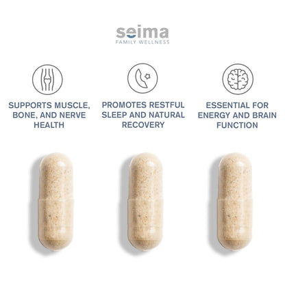 SEIMA - 4-in-1 Magnesium Complex – 1200 mg with Glycinate, Citrate, L-Threonate and Malate – Sleep, Stress Relief, Muscle Recovery, Energy and Well-Being for Women and Men, 90 Capsules - Maple Wellness Supplements