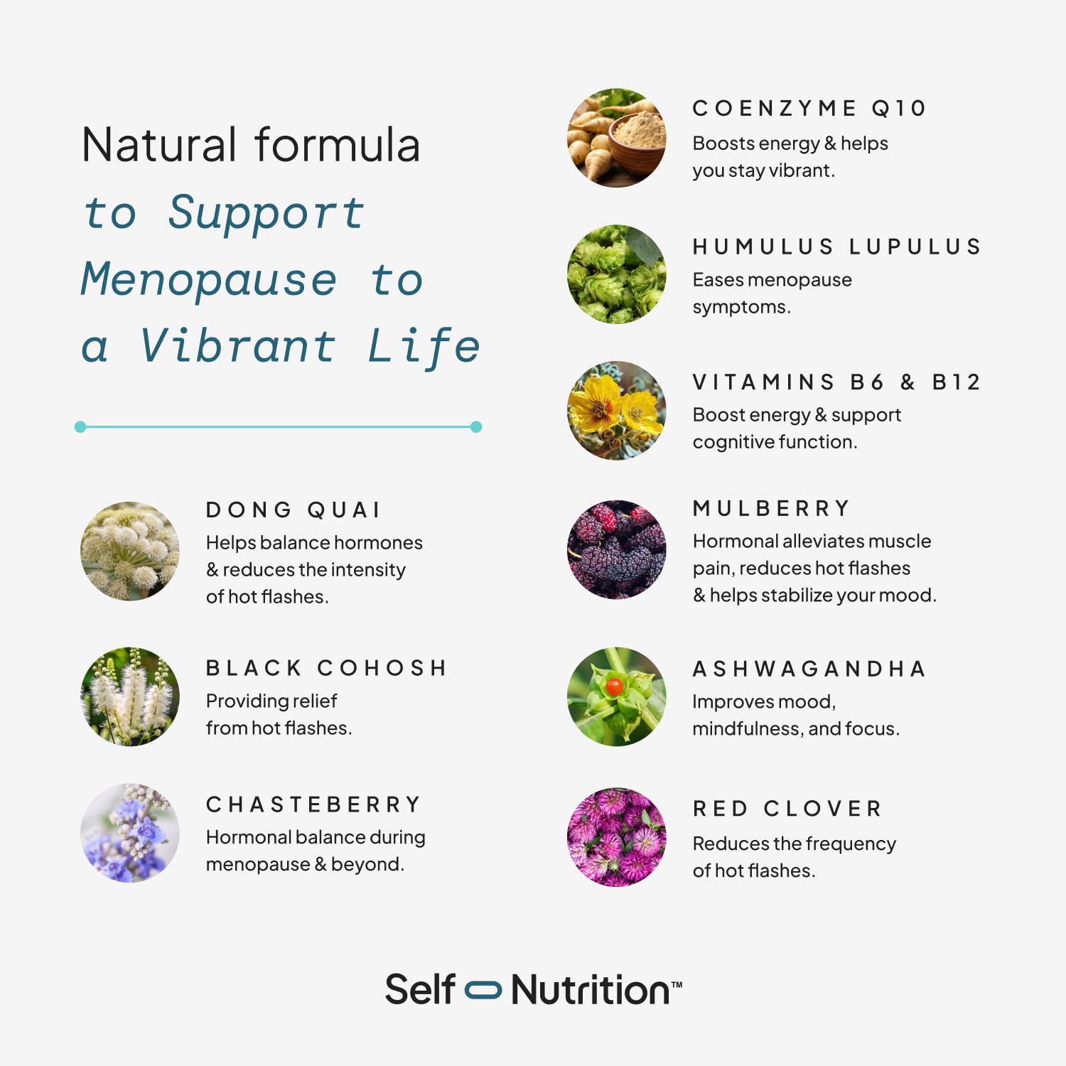 SELF NUTRITION Menopause Support for Women -All-Natural, Hormone-Free Perimenopause & Menopause Support. Unique Blend for Hot Flashes, Mood, Energy, Sleep & More. Vegan, Gluten-Free, 60 Capsules. - Maple Wellness Supplements