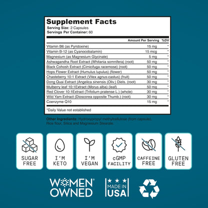 SELF NUTRITION Menopause Support for Women -All-Natural, Hormone-Free Perimenopause & Menopause Support. Unique Blend for Hot Flashes, Mood, Energy, Sleep & More. Vegan, Gluten-Free, 60 Capsules. - Maple Wellness Supplements