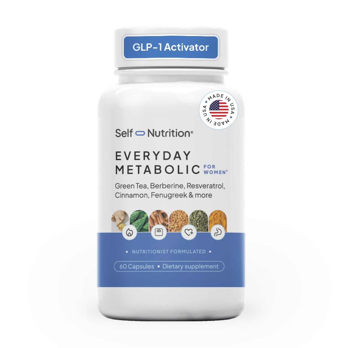 SELF NUTRITION Natural Supplement for Women – Third-Party Tested - Metabolism & Appetite Support with Berberine, Green Tea, Cinnamon & Resveratrol - Maple Wellness Supplements