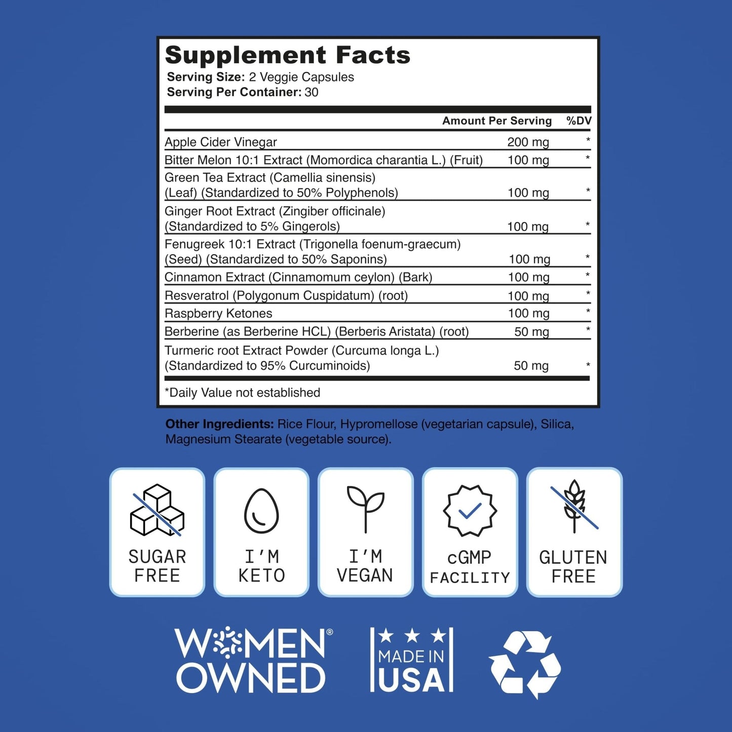 SELF NUTRITION Natural Supplement for Women – Third-Party Tested - Metabolism & Appetite Support with Berberine, Green Tea, Cinnamon & Resveratrol - Maple Wellness Supplements