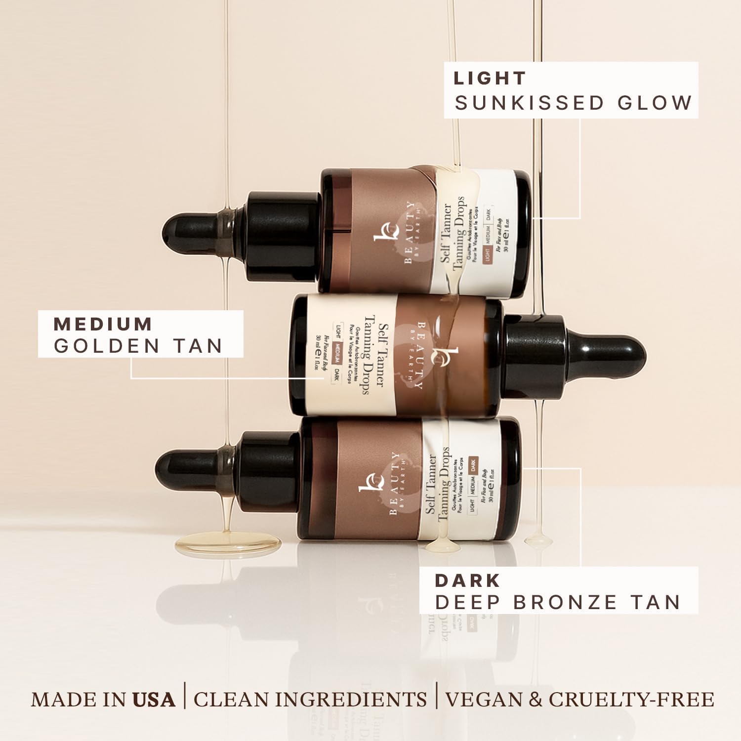 Self Tanning Drops - USA Made with Natural & Organic Ingredients, Medium Face Tanning Drops to Add to Lotion - Maple Wellness Supplements