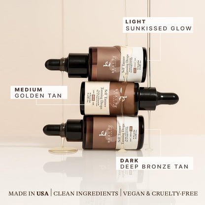 Self Tanning Drops - USA Made with Natural & Organic Ingredients, Medium Face Tanning Drops to Add to Lotion - Maple Wellness Supplements