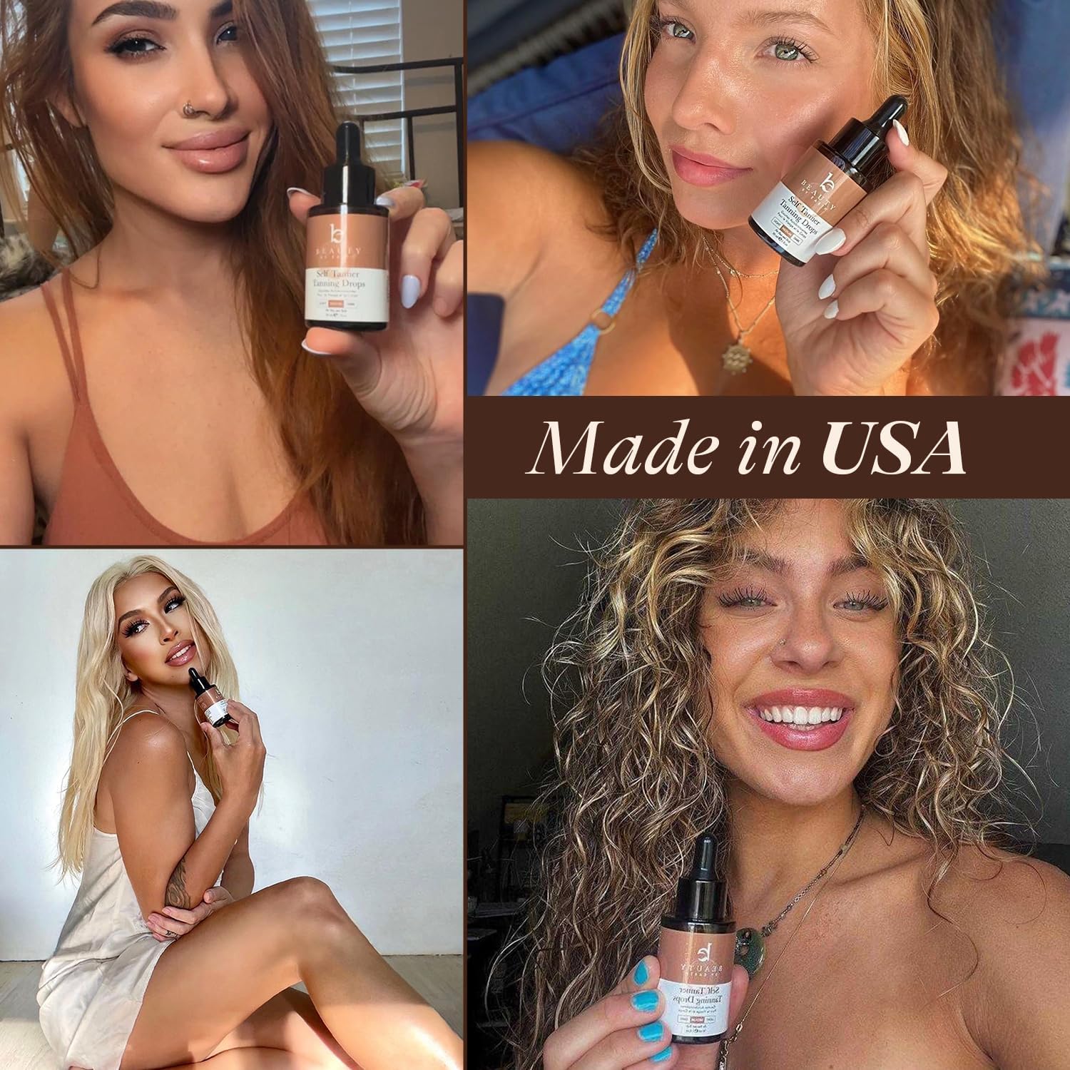 Self Tanning Drops - USA Made with Natural & Organic Ingredients, Medium Face Tanning Drops to Add to Lotion - Maple Wellness Supplements