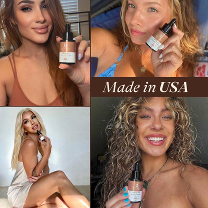 Self Tanning Drops - USA Made with Natural & Organic Ingredients, Medium Face Tanning Drops to Add to Lotion - Maple Wellness Supplements