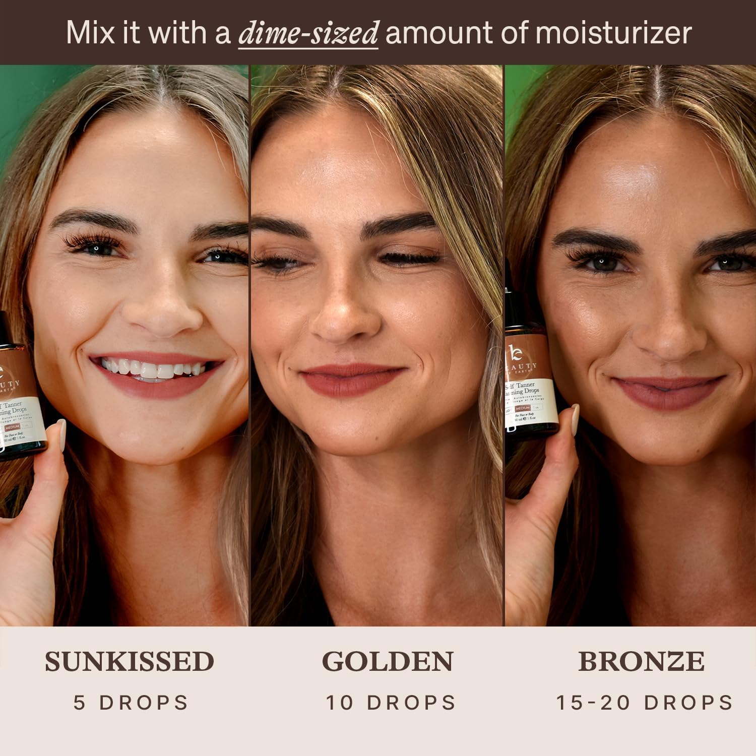 Self Tanning Drops - USA Made with Natural & Organic Ingredients, Medium Face Tanning Drops to Add to Lotion - Maple Wellness Supplements