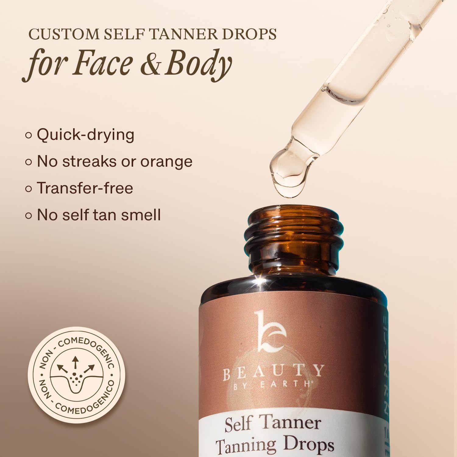 Self Tanning Drops - USA Made with Natural & Organic Ingredients, Medium Face Tanning Drops to Add to Lotion - Maple Wellness Supplements