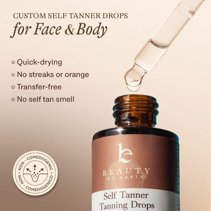 Self Tanning Drops - USA Made with Natural & Organic Ingredients, Medium Face Tanning Drops to Add to Lotion - Maple Wellness Supplements