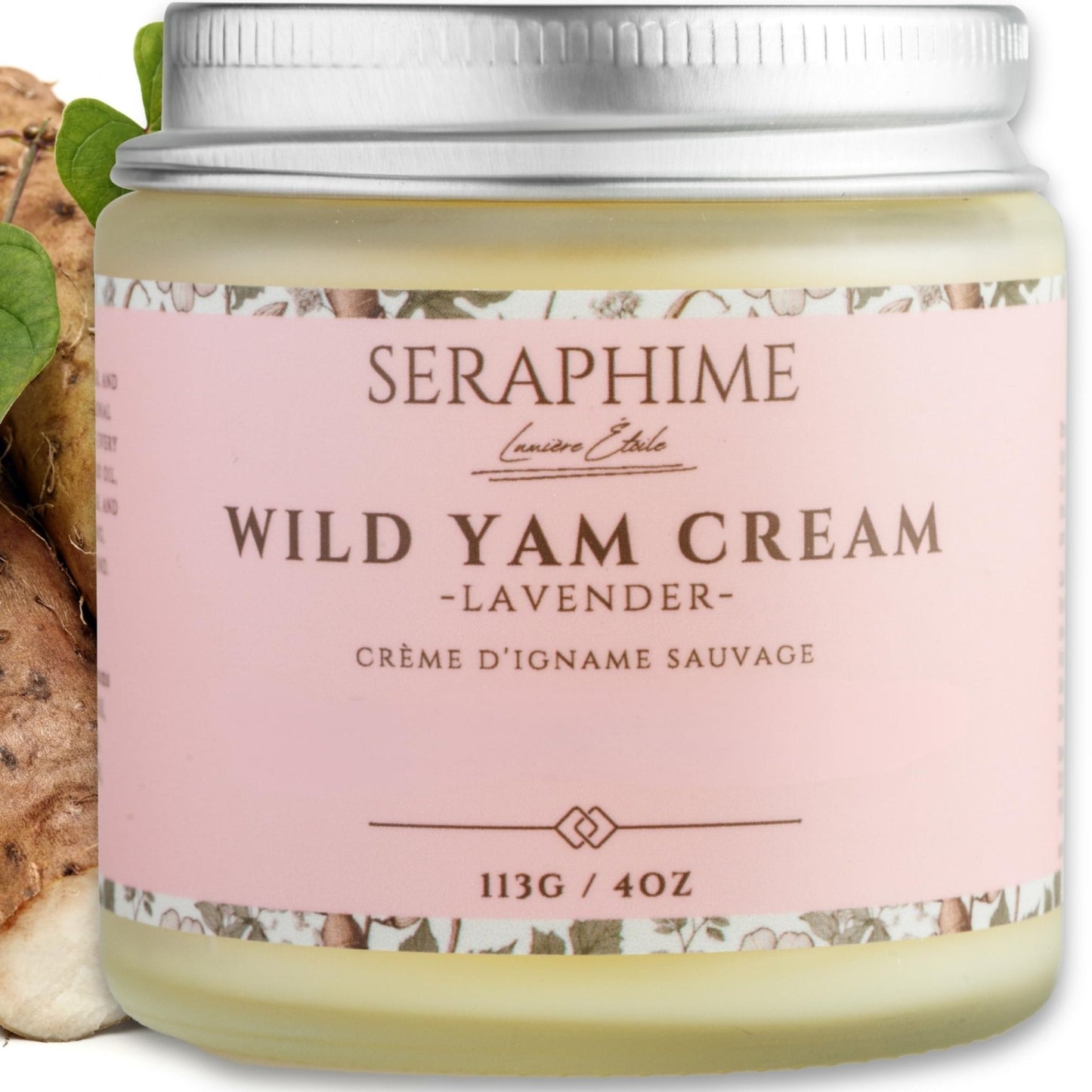 Seraphime Wild Yam Cream for Hormone Balance - Gift for Mom - Menopause and PMS Support for Women - Wild Yam Balancing Cream - Hot Flashes, Night Sweats, Mood Swings, Low Energy - Lavender 4oz - Maple Wellness Supplements