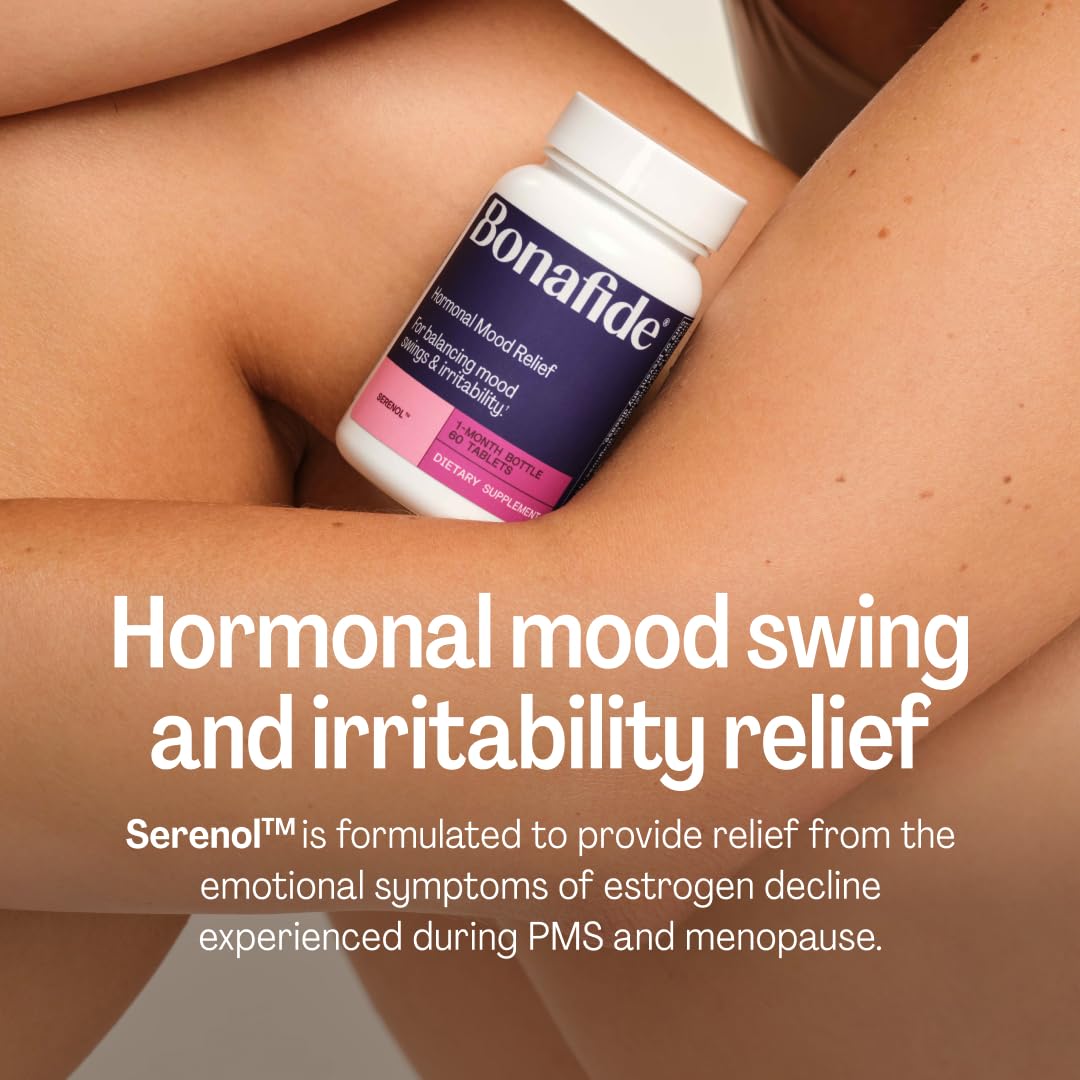 Serenol by Bonafide. Relief from Hormonal Mood Swings, Irritability, & PMS Bloating. — 3-Month Supply (180 Tablets) - Maple Wellness Supplements