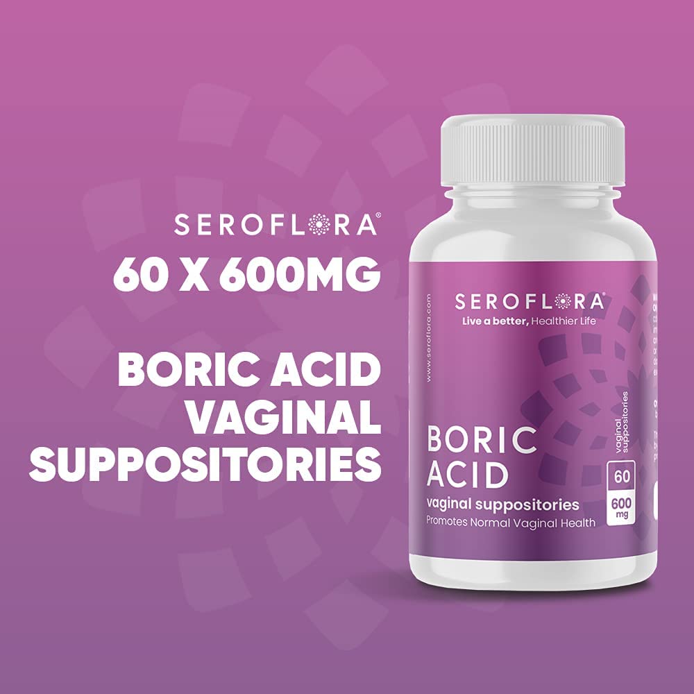 Seroflora Boric Acid 600mg Feminine Capsules, Feminine pH Support, Intimate Freshness for Women, Fast-Dissolving Capsules (60 Count) - Maple Wellness Supplements
