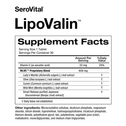 Serovital LipoValin Clinically Validated Pills for Women Diet Pill, Appetite Suppressant, Stimulant-Free Weight Loss Supplement - 30 Count (30 Tablets) - Maple Wellness Supplements