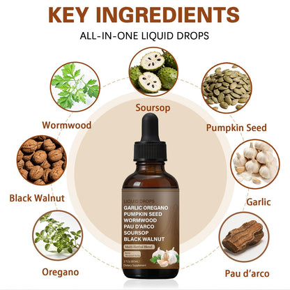 SERSANVE Natural Black Walnut Wormwood Gut Cleanse | Black Walnut Clove Drops with Pumpkin Seed, PAU D’Arco, Soursop, Garlic and Oregano | Vegan, Alcohol-Free Formula for Digestion Support, 2 fl oz - Maple Wellness Supplements