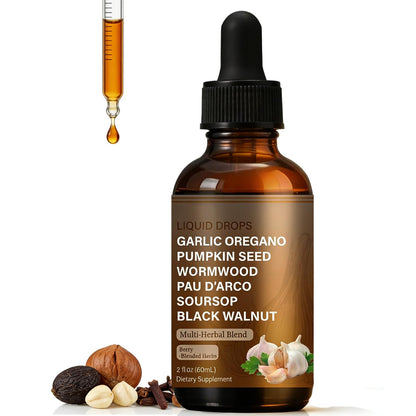 SERSANVE Natural Black Walnut Wormwood Gut Cleanse | Black Walnut Clove Drops with Pumpkin Seed, PAU D’Arco, Soursop, Garlic and Oregano | Vegan, Alcohol-Free Formula for Digestion Support, 2 fl oz - Maple Wellness Supplements