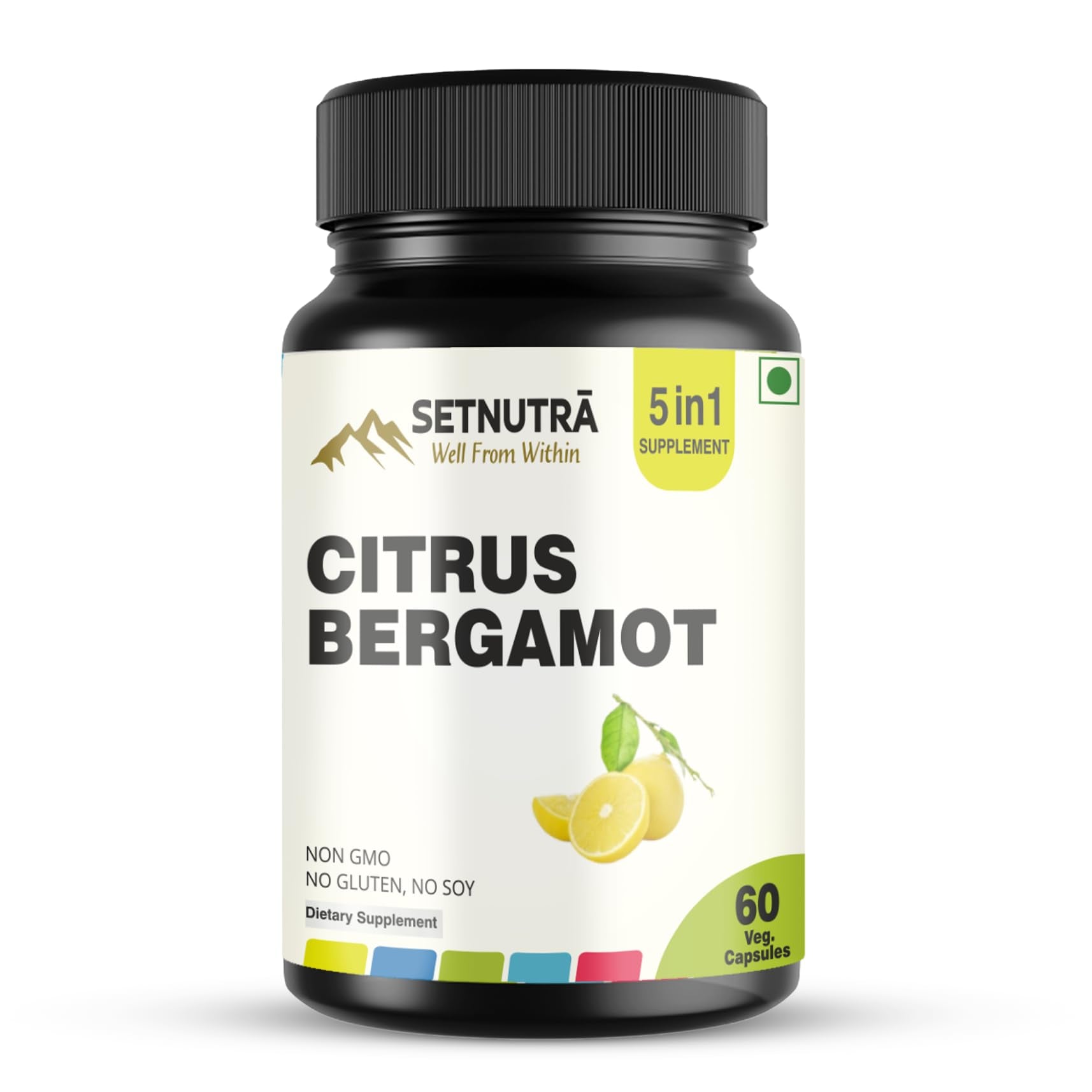 SETNUTRA Well From Within 5 in 1 Citrus Bergamot Supplement with Black Chokeberry Olive Leaf Niacin & Black Pepper | Heart Health Support Antioxidant Boost | Non GMO Gluten Free Capsules (60 Count) - Maple Wellness Supplements