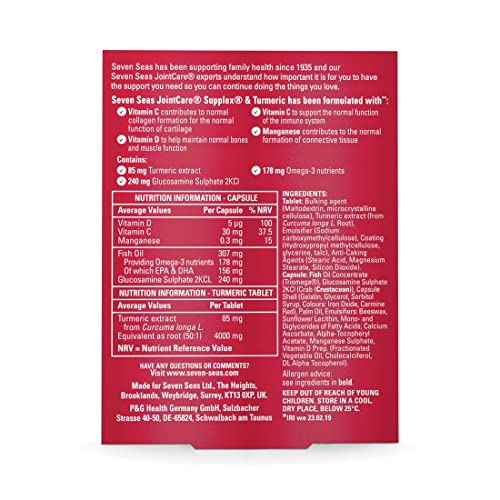 Seven Seas JointCare Supplex & Turmeric, With Glucosamine, Omega-3, Vitamins C and D - Maple Wellness Supplements
