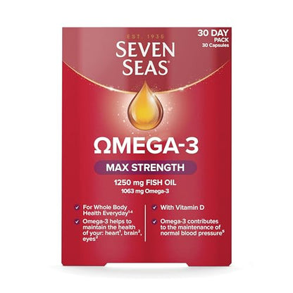 Seven Seas Omega-3 Fish Oil, Max Strength, Omega 3 + Vitamin D For Whole Body Health - Maple Wellness Supplements