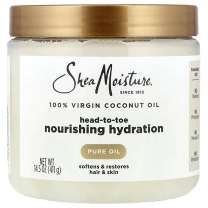 SheaMoisture for Dry Skin Nourishing Hydration 100% Extra Virgin Coconut Oil Soften and Restore Skin and Hair 14.5 oz - Maple Wellness Supplements