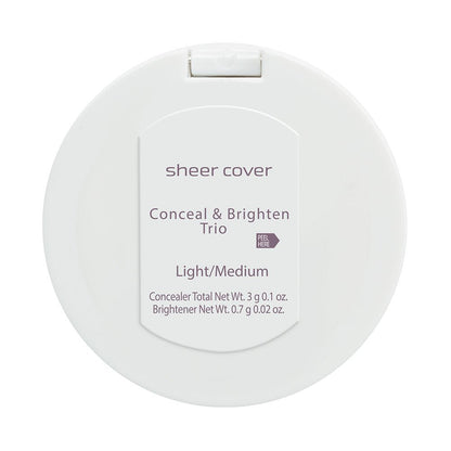 Sheer Cover Studio – Conceal and Brighten Highlight Trio – Two-Toned Concealers – Shimmering Highlighter – Light/Medium Shade – With FREE Concealer Brush – 3 Grams - Maple Wellness Supplements