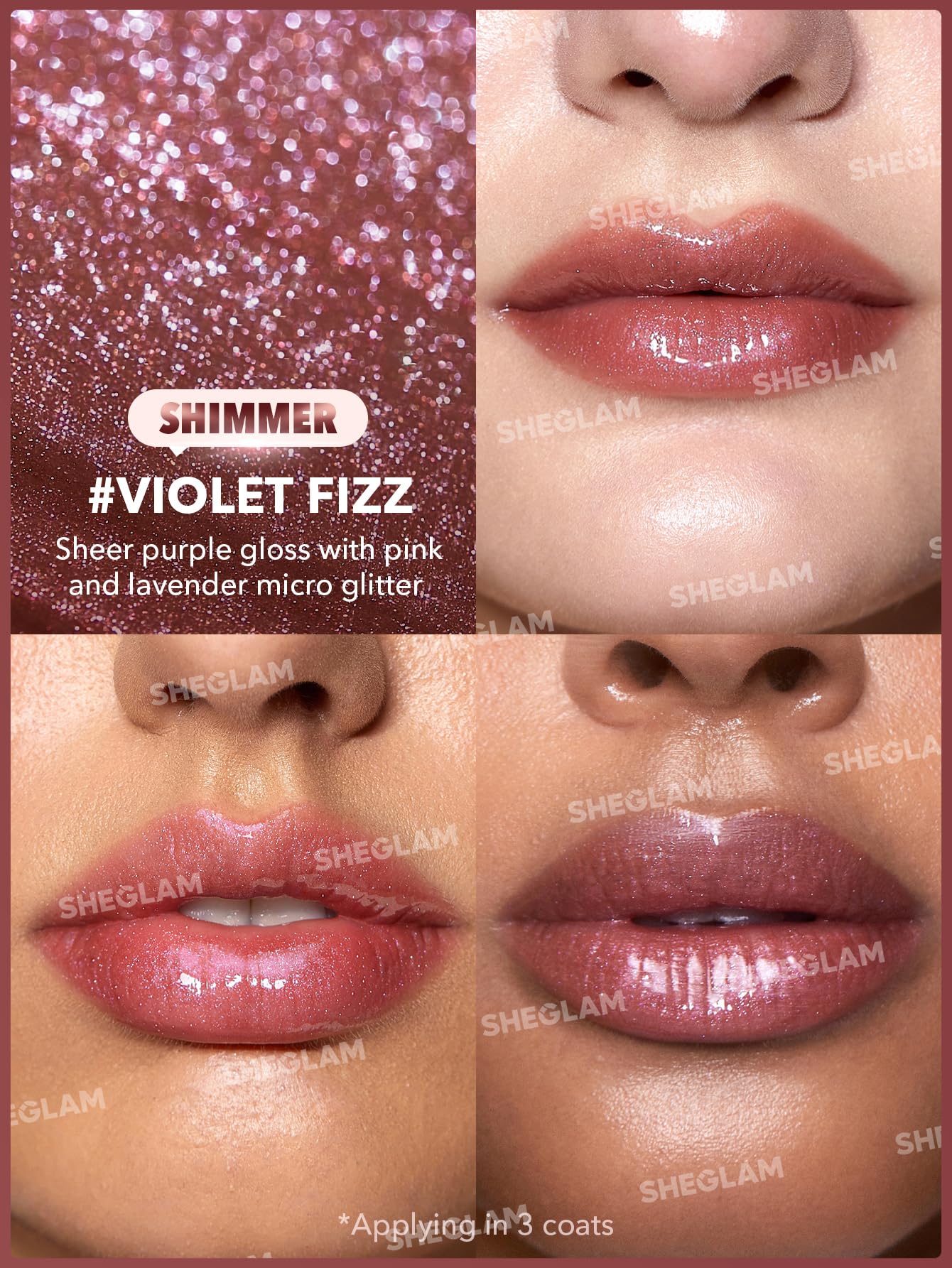 SHEGLAM Pout-Perfect Moisturizing Solid Lip Gloss Shimmer Lip Plumper - Violet Fizz - Maple Wellness Supplements