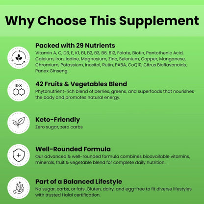SHIFAA NUTRITION Halal Vitamins, Multivitamin for Women & Men – Comprehensive Support for Heart, Brain, Eye & Immune Health - Maple Wellness Supplements