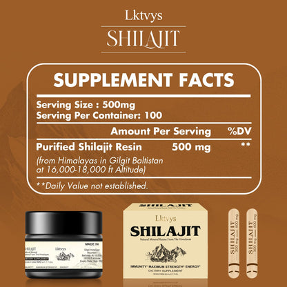 Shilajit Pure Himalayan Organic - Pure Original Shilajit, 50g(Large Volume), Enriched - Maple Wellness Supplements