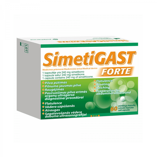 Simetigast 60 Caps Reduce Stomach Bloating Gas Relief Gastrointestinal Disorder - Maple Wellness Supplements