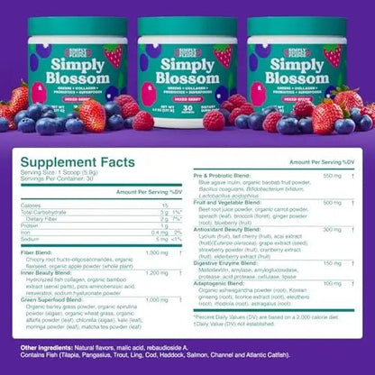 Simply Blossom Nutrition - Daily Greens & Superfood Powder + Collagen + Probiotics for Women's Digestive Health & Bloating Relief. Help Your Health Bloom - 2 Month Supply - Maple Wellness Supplements