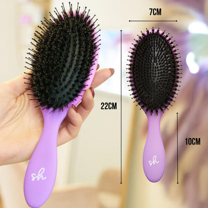 SimplyHair Ultimate Hair Extension Brush & Detangler Anti-Static, Dual Bristle Design, Soft Boar Bristle, Great for All Hair Types & Extensions - Pink & Purple Ombre Brush Ideal for Adults & Kids - Maple Wellness Supplements