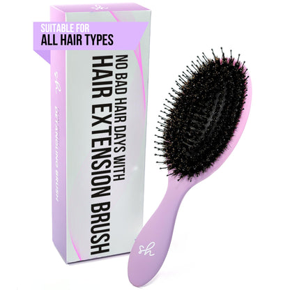 SimplyHair Ultimate Hair Extension Brush & Detangler Anti-Static, Dual Bristle Design, Soft Boar Bristle, Great for All Hair Types & Extensions - Pink & Purple Ombre Brush Ideal for Adults & Kids - Maple Wellness Supplements