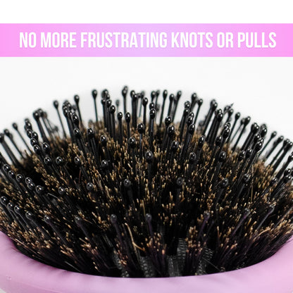 SimplyHair Ultimate Hair Extension Brush & Detangler Anti-Static, Dual Bristle Design, Soft Boar Bristle, Great for All Hair Types & Extensions - Pink & Purple Ombre Brush Ideal for Adults & Kids - Maple Wellness Supplements