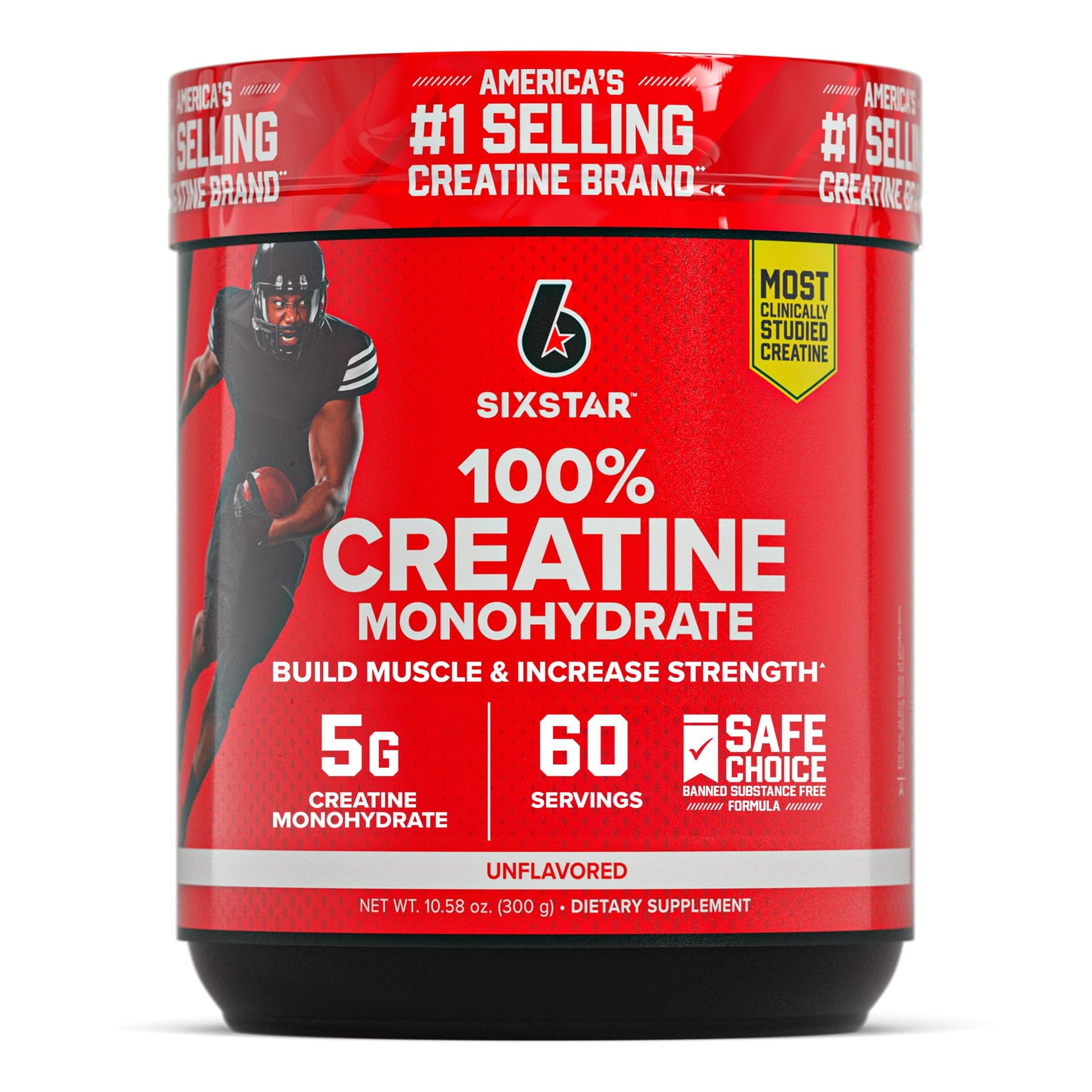 Six Star 100% Creatine Monohydrate Powder - Unflavored Micronized Creatine Monohydrate Supplement for Workout Performance, Muscle Building & Strength - Maple Wellness Supplements