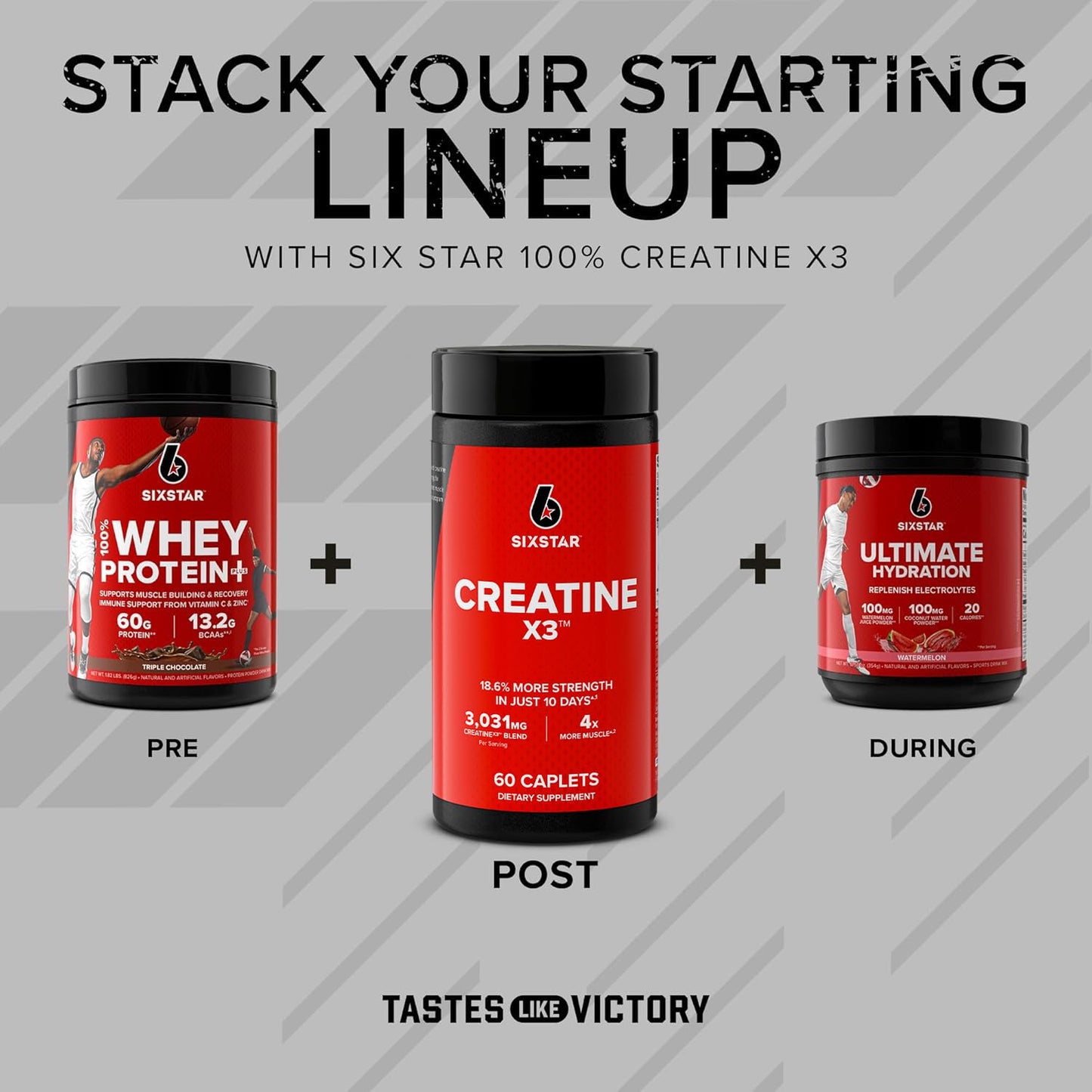 Six Star Creatine Pills, X3 (60 Caplets) - Creatine for Women & Men - Creatine Capsules Support Muscle Strength - Pre & Post Workout Creatine Supplement - Maple Wellness Supplements