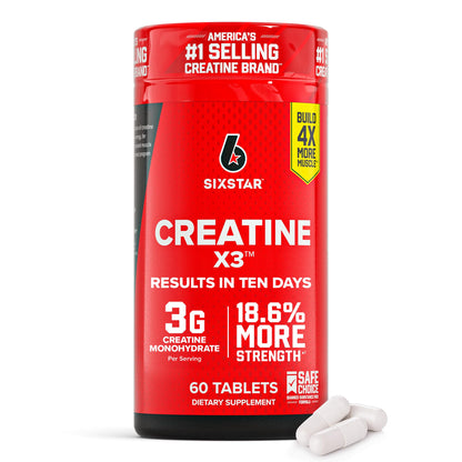 Six Star Creatine Pills, X3 (60 Caplets) - Creatine for Women & Men - Creatine Capsules Support Muscle Strength - Pre & Post Workout Creatine Supplement - Maple Wellness Supplements
