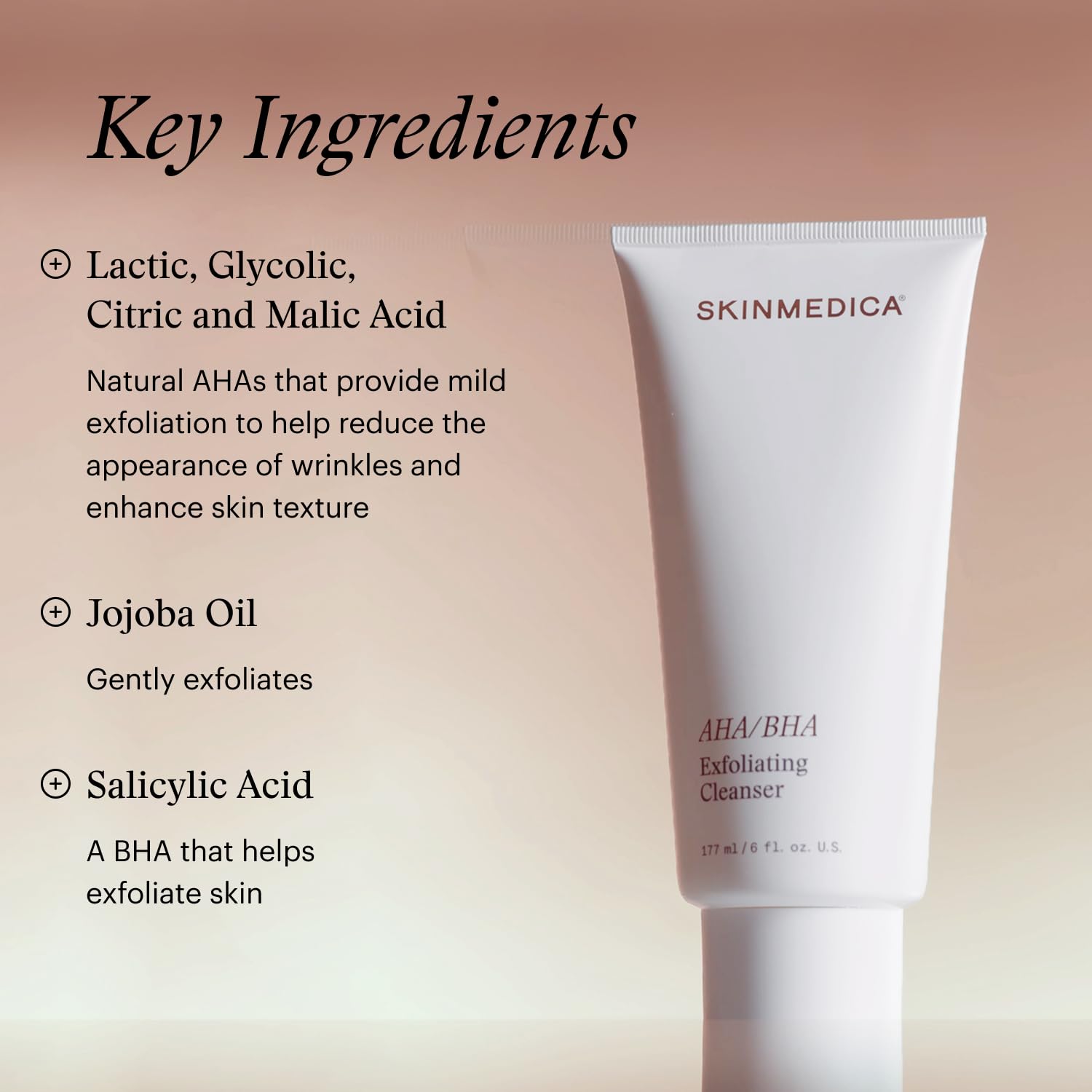 SkinMedica AHA/BHA Exfoliating Face Wash (NEW PACKAGING),Gentle Facial Exfoliating Scrub with Jojoba Oil for Smoother, Radiant Skin - Helps Improve the Appearance of Skin Tone & Texture (6 Fl Oz) - Maple Wellness Supplements