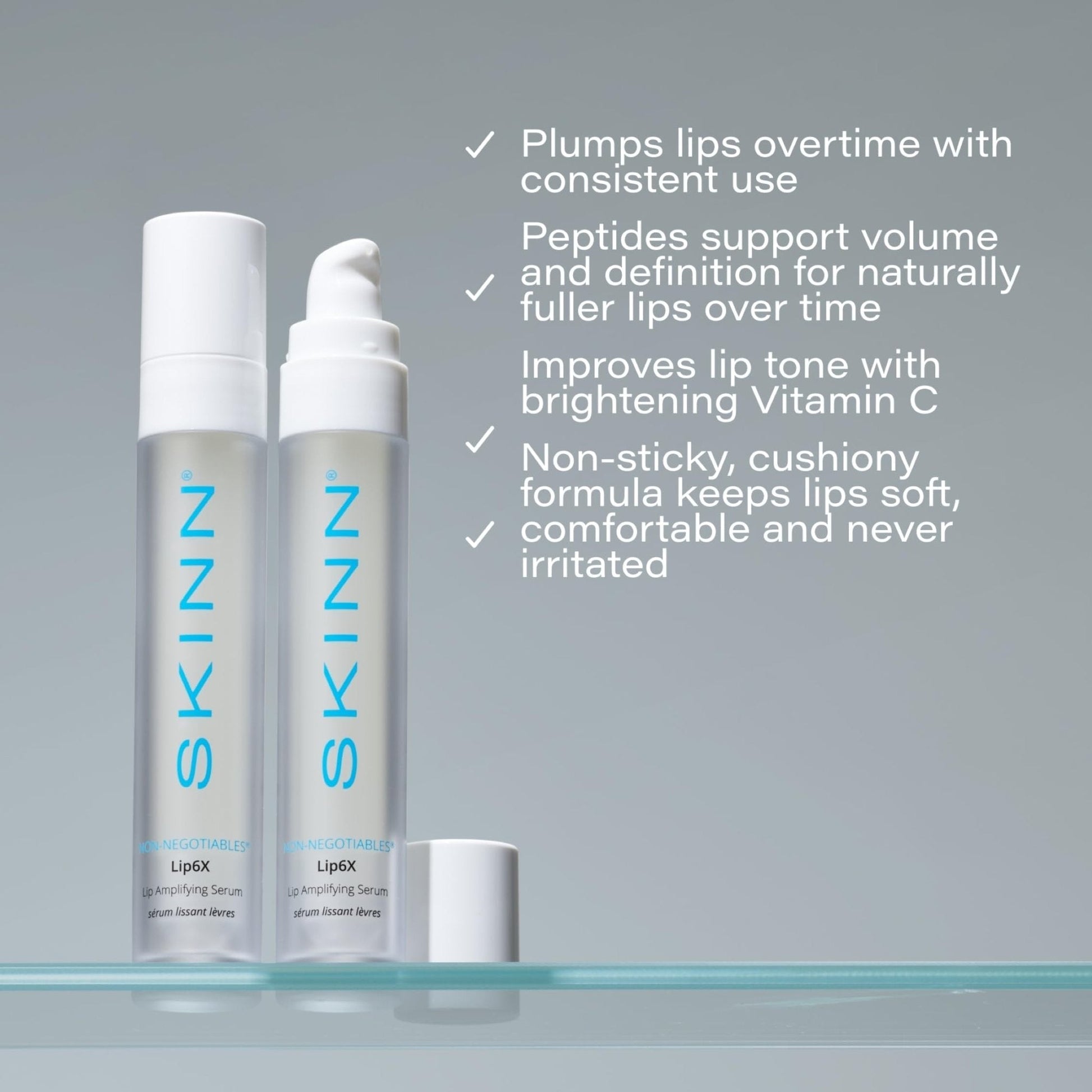 SKINN Lip Amplifying Serum, Lip6X with Peptides - Deep Moisturizing Serum Plumps, Hydrates & Smooths Lips & Boosts Collagen Production - Lip Care Products for Women - Maple Wellness Supplements