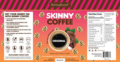 Skinny Boost Skinny Coffee- (Unflavored) Instant Sticks Made with Arabica Coffee, Garcinia - Maple Wellness Supplements