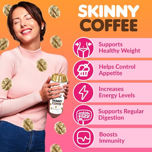 Skinny Boost Skinny Coffee- (Unflavored) Instant Sticks Made with Arabica Coffee, Garcinia - Maple Wellness Supplements