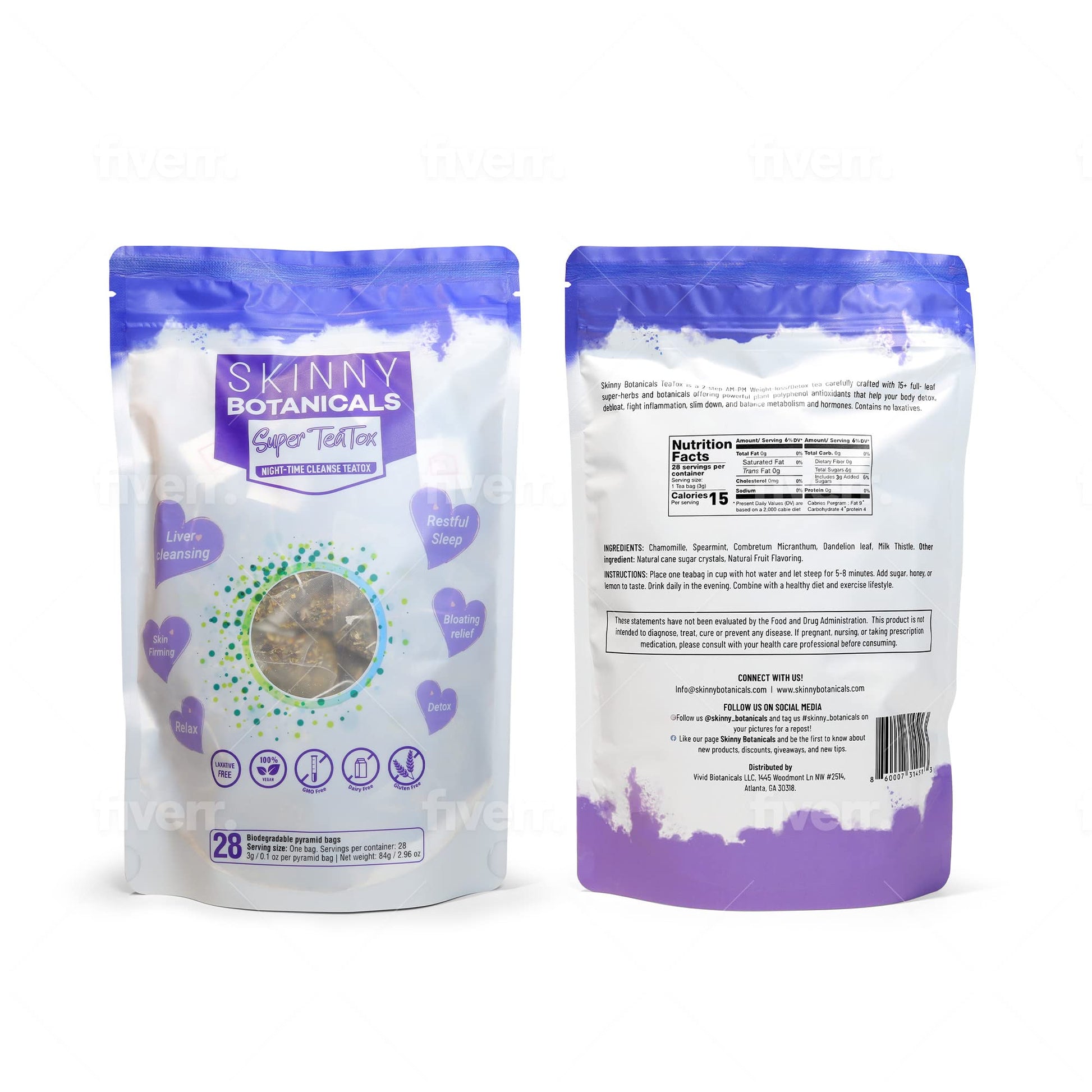 Skinny Botanicals Evening Detox Tea for Body Cleanse All Natural - Laxative-Free - Maple Wellness Supplements
