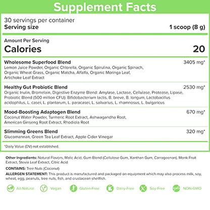 SkinnyFit Mango Splash Skinny Greens, Green Juice Superfood Powder, Natural Energy - Maple Wellness Supplements