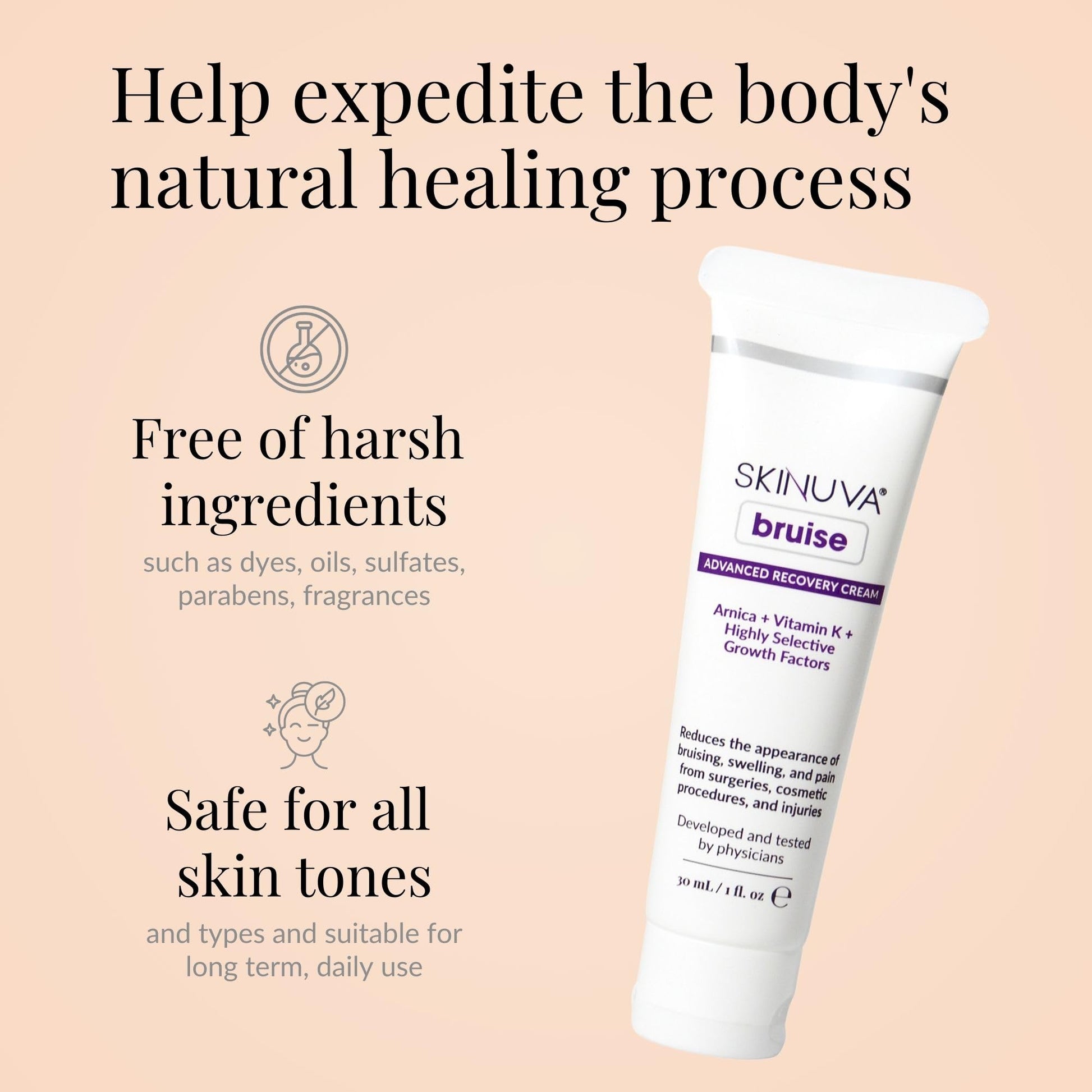 Skinuva® Bruise Advanced Recovery Cream - Topical Bruise Cream Formulated with Growth Factors, Arnica & Vitamin K (1 oz) - Maple Wellness Supplements
