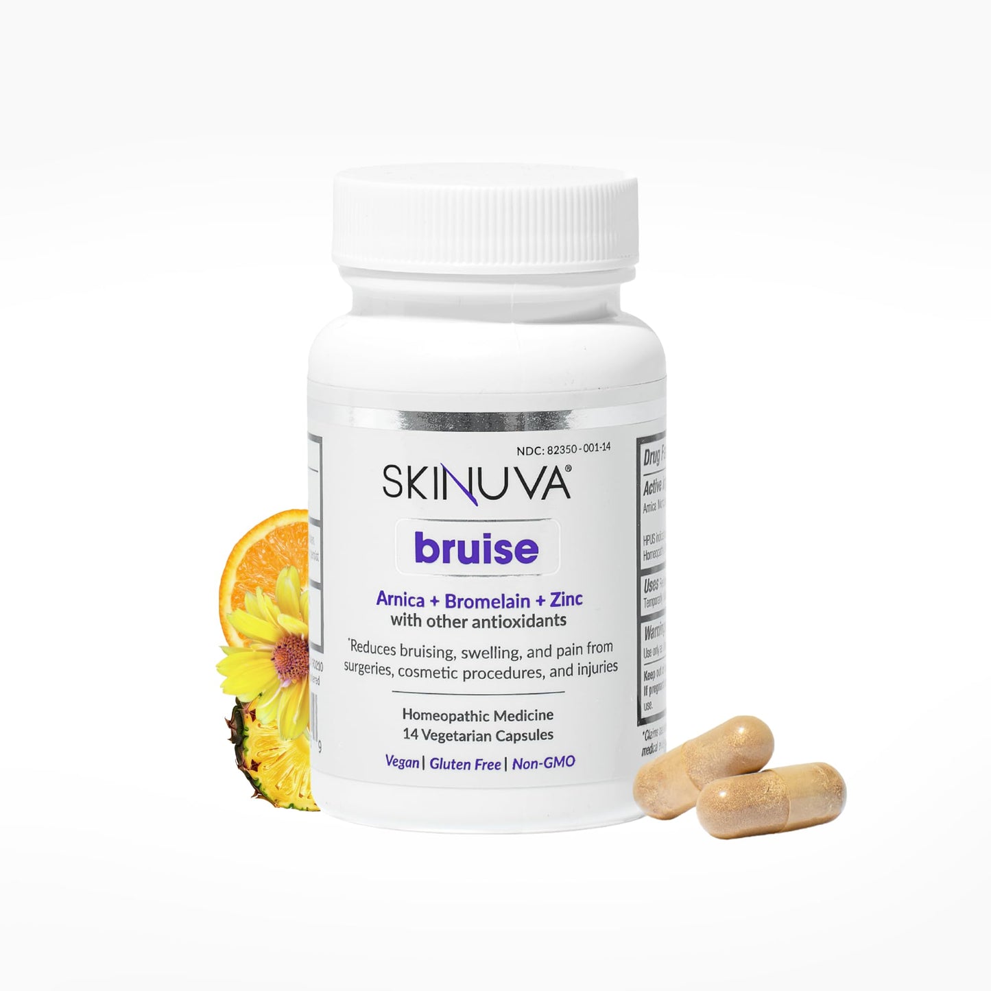 Skinuva® Bruise - Supplement for Bruising and Swelling - A Homeopathic Bruise Remedy Formulated with Arnica, Bromelain & Zinc - 14 Capsules (7-Day Treatment) - Maple Wellness Supplements