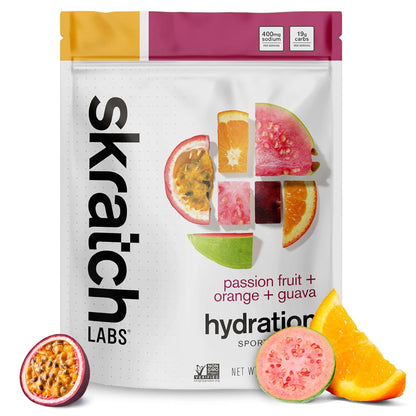 Skratch Labs Hydration Sports Drink Mix – Real‑Fruit Electrolyte Powder for Fast Hydration & Endurance | Passion Fruit Orange Guava | 20 Servings | Vegan, - Maple Wellness Supplements