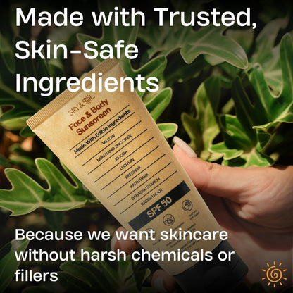 Sky and Sol Mineral Sunscreen SPF 50 | With Grass-Fed Tallow & Zinc Oxide | Non-Greasy - Maple Wellness Supplements