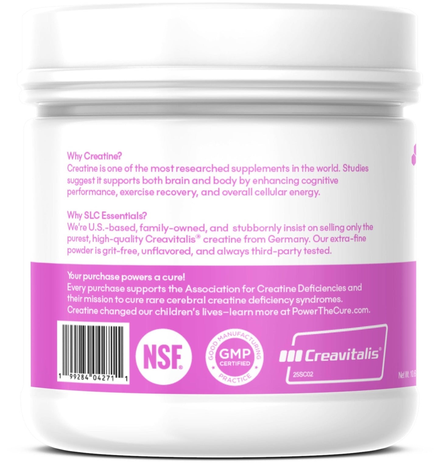 SLC Essentials Creatine Monohydrate Powder | 100% Pure Micronized Creavitalis® | German-Made | Unflavored, No Fillers | Supports Muscle Strength, Recovery, & Cognitive Energy | 5g Servings - Maple Wellness Supplements