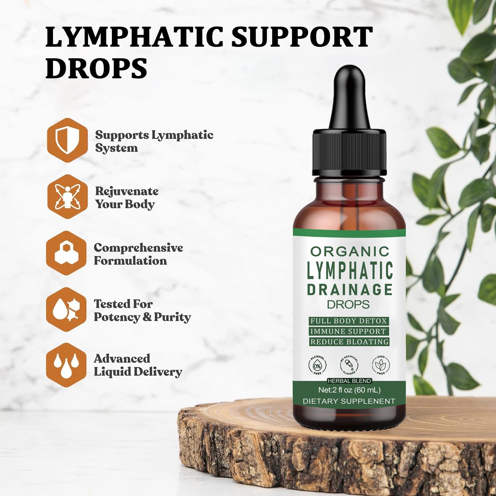Slifthistle Lymphatic Drainage Drops, Lymphatic Support Liquid Drops, with Herbal Ingedients, Reduce Bloating, Full Body Detox & Cleanse, Promote Circulation, Vegan, Non-GMO (60ml) (1) - Maple Wellness Supplements