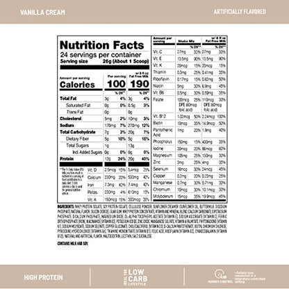 SlimFast Meal Replacement Smoothie Mix, 24 Servings, High Protein, Vanilla Cream, 20g - Maple Wellness Supplements
